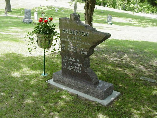 Evergreen Cemetery Gravestone of Governor C. Elmer Anderson